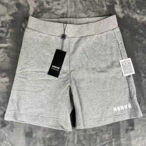 Herve by Herve Leger Boyfriend Terry Heather Grey Shorts Size Small
